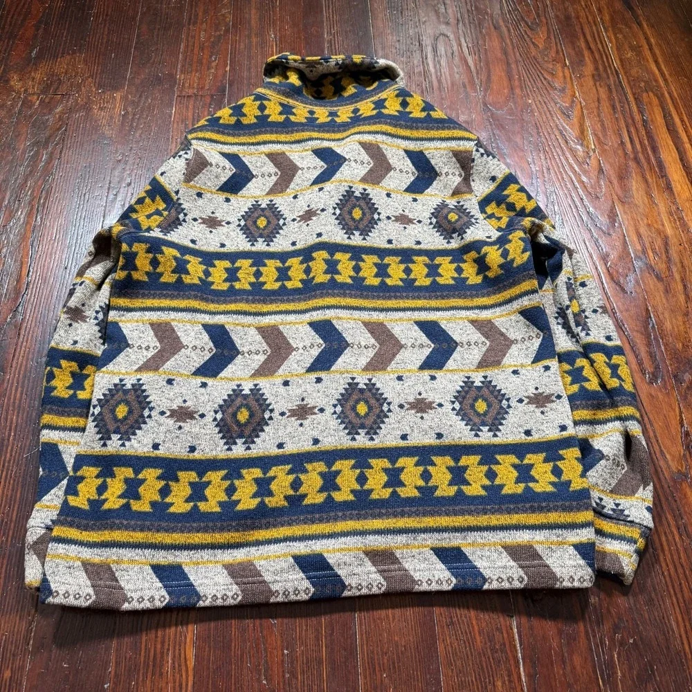 Levis Sweater Mens XL Blue Aztec Shawl Collar Cardigan Fleece‎ Western Chore